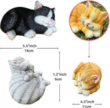 Sleeping Black Tabby Garden Statue - Resin Realistic Mini Cat Sculpture, Pet Loss Memorial Stone, for Cat Lovers, Indoor/Outdoor Decor, Animal Figurine for Yard Ornaments