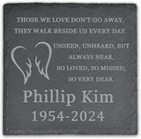 Memorial Garden Stone, VAPCUFF Memorial Stone, Personalized Memorial Gifts, Sympathy Gifts for Loss of Loved One, Bereavement Gift for Loss of Father Mother - Angels Wings, Love Don't Go Away - Square
