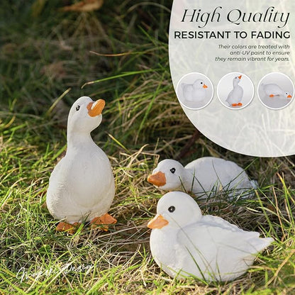 Duck Yard Decorations Outdoor Ornaments, Goose Statue Duck Figurine Garden Statues Resin Animal Figurines, Duck Decor for Garden, Porch, Patio, Lawn, Home (Set of 3)