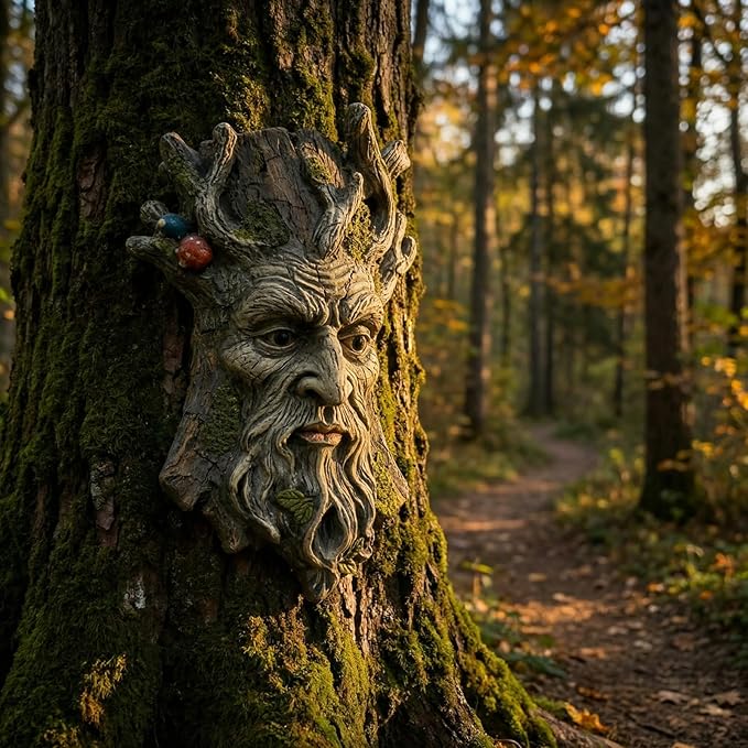 Blue Eye Mushroom Tree Face Sculpture, Funny Blue Eye Mushroom Old Man Tree Hugger Statue, Indoor & Outdoor Creative Props for Garden and Home