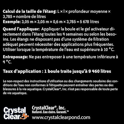 CrystalClear PondShock Ball, Natural Enzymes & Live Bacteria, Freshwater Clarifier Shock Treatment, Muck & Sludge Remover for Small Pond & Outdoor Water Garden Ponds, Koi Fish & Aquatic Plants Safe