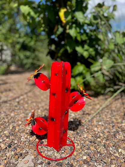 Mini Metal Saguaro - Garden Art (Red)