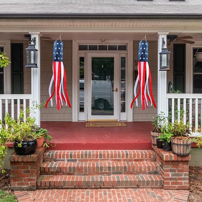 HOOSUN 4th of July Decorations,60 Inch American Windsock Heavy Duty,Wind Socks for Outside Patriotic Memorial Day Decor,American Flag USA Windsock With Embroidered Stars,Red White and Blue Wind Sock
