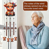 Gifts for Mom, Wind Chimes for Outside Perfect for Outdoor Gardens Patios Home Decor, Features Melodious Tones Create a Zen Atmosphere, Retirement Gifts for Women Men(Colorful Highland Cow