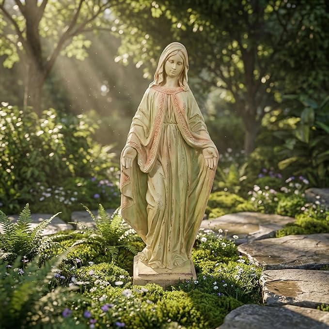 Virgin Mary Statue, Outdoor 32 Inch Tall Large Religious Garden Statue, Blessed Mother Outdoor Statue, Virgen De Guadalupe Statues for Yard, Patio, Home Decor