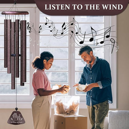 Housewarming Gifts for New Home, Home Sweet Home Gifts 32" Wind Chimes for Outside, Best Homeowner Moving Away Gift for Homewarming, New Apartment House Warming Ideas for Couple Windchimes