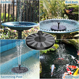 Upgraded Solar Bird Bath Fountains with 6 Nozzles, Free Standing Floating Solar Powered Water Fountain Pump for Bird Bath, Garden, Pond, Pool and Outdoor