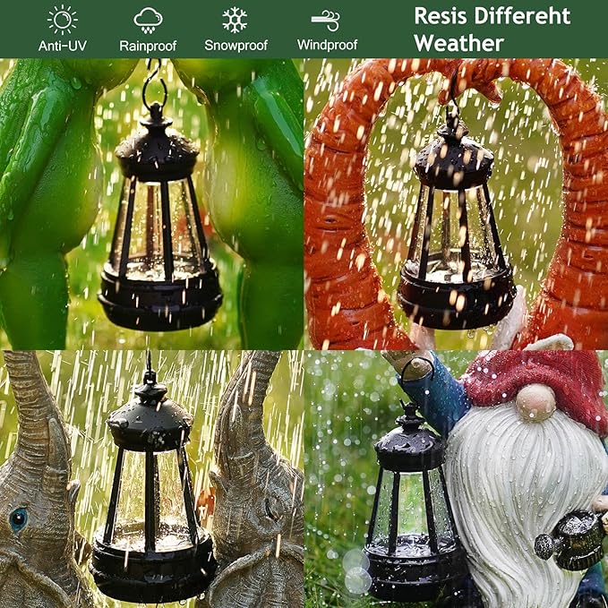 Solar Outdoor LED Hanging Lantern Light Garden Accessories Waterproof Rplacement Solar Light Parts Decor Lamp for Outdoor Statues DIY Fairy Garden Patio Lawn Yard Pathway Porch(Lantern)