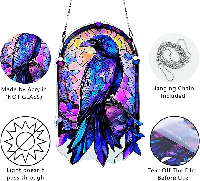 Halloween Bird Ornaments Colorful Window Hanging Decorations Home Wall Decor for Indoor Outdoor