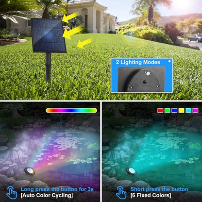 T-SUN Solar Pond Light LED Underwater Pond Light Solar Fountain Lights IP68 Waterproof Pond Lights for Aquarium Garden Waterfall Fish Trank(5 Lights-RGB)