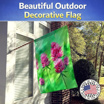 Caroline's Treasures Vermont Red Clover in Watercolor House Flag Large Porch Sleeve Pole Decorative Outside Yard Banner Artwork Wall Hanging, Polyester, House Size, Multicolor