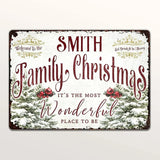 Welcome to The Family Christmas Metal Sign, Personalized Family Metal Sign, Customized Christmas Garden Signs for Families, Families Outdoor Signs on Xmas, Holiday Xmas Gifts