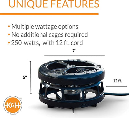 K&H Pet Products Pond Heater for Outdoor Ponds with Fish, Deluxe Thermo-Pond Perfect Climate Deicer, Winter Oxygen Exchange for Live Fish, Thermostatically Controlled, Safety Listed - 7in 250W