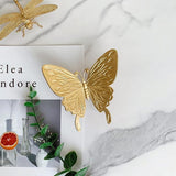 Gold Butterfly Sculpture - Solid Metal Insect Ornament - Mini Butterfly Figurine for Home, Office, Garden & Desktop Decor