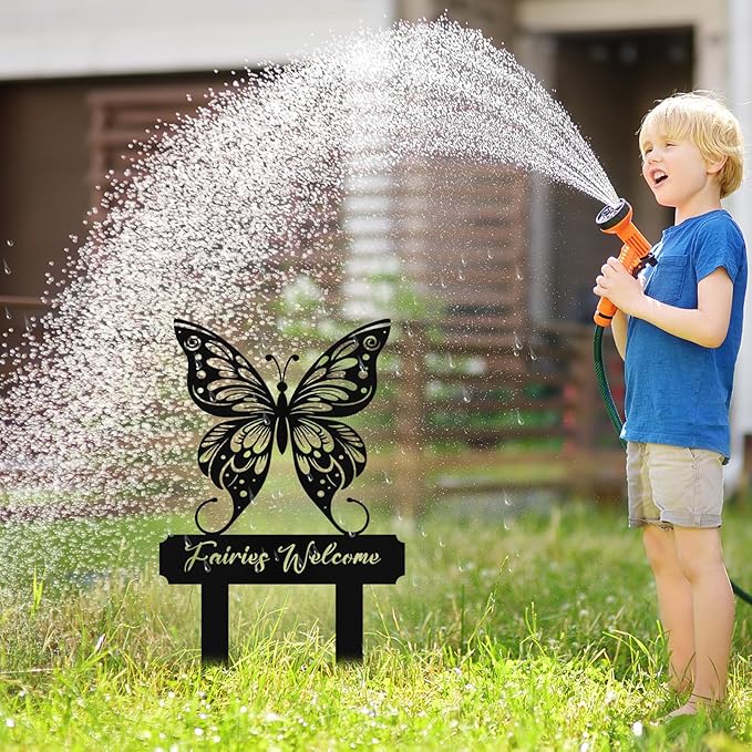 Personalized Metal Butterfly Garden Signs with Stake, Custom Garden Signs for Outside Waterproof, Customized Name Sign Yard Lawn Gardens Decor Gardening Gifts for Moms Grandmas Gardeners