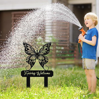 Personalized Metal Butterfly Garden Signs with Stake, Custom Garden Signs for Outside Waterproof, Customized Name Sign Yard Lawn Gardens Decor Gardening Gifts for Moms Grandmas Gardeners