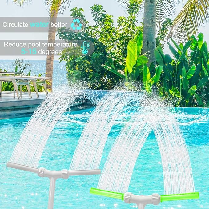 2-Pack Pool Fountain - Dual Spray Water Fountains for Above and In-Ground Pools, Adjustable Fluorescent Dual Spray Waterfall Sprinkler Cooler for Pool, High-Pressure Pool Spray Fountain.