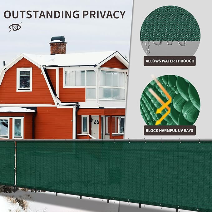 LOVE STORY Custom Size 3'x17' Dark Green Balcony Privacy Screen,UV Block Privacy Fence Screen,90% Shield for Outdoor Pool Garden Apartment Railing