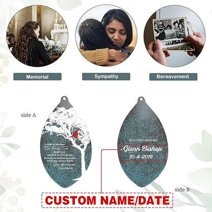 ASTARIN Custom Cardinal Memorial Wind Chimes, 35" Sympathy Gifts Wind Chime for Loss of Mom Dad Sister Son, Personalized Name Date Bereavement Condolence Gift for Outside Outdoor,Produced in USA