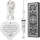 Memorial Wind Chimes with Celtic Angel & Heart - Goodbyes are Not Forever - Sympathy Gift for Loss of a Loved One