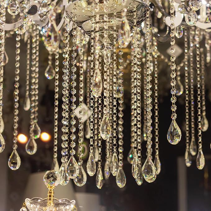 PATIKIL Teardrop Crystal Chandelier Pendants Beads, 10 Pack 145mm Length 38mm Chandelier Prisms Parts Ornaments Hanging Beads for DIY Arts Crafts Decoration, Blue