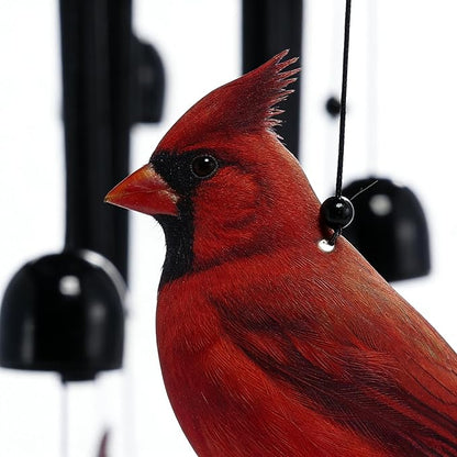 Cardinal Black Metal Wind Chimes for Outside, Memorial Garden Decor, Outdoor Windchimes, Decorative Cardinal Gifts for Women and Men (Cardinal)