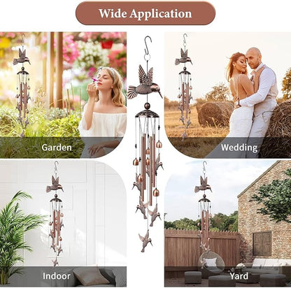 Hummingbird Wind Chimes for Outside, Decorative Wind Chime Hummingbird Gifts for Women/Mom/Grandma, Memorial Windchimes Outdoors with S Hook for Patio Garden Decor