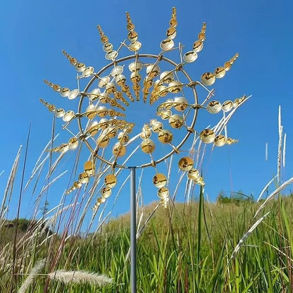 Gold Metal Weathervane, 12 Inch Outdoor Metal 3D Weathervane, Stainless Steel Hanging Wind Catcher, Garden Decorative Stake, Kinetic Art Sculpture for Outdoor Decoration