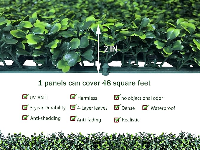 ODTORY Artificial Ivy Privacy Fence Wall Screen: 4FT X 12FT (48 sqft) UV-Anti Faux Boxwood Roll Panels Greenery Backdrop Ivy Vine Leaf Hedges for Indoor Outdoor Green Decor