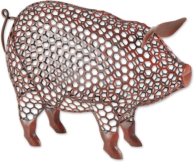 Accent Plus Chicken Wire Pig Sculpture