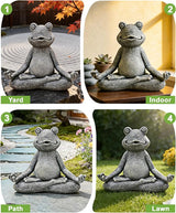 Nacome Meditating Frog Miniature Figurine, Zen Yoga Frog Statue Ornament - Indoor/Outdoor Garden & Home Decoration, 5 inch (Grey)