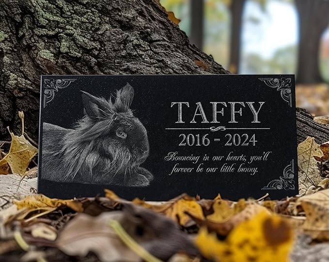 Your Image Pet Memorial Stone: Rabbit Memorial Granite Marker | Bunny Grave Stone | Tribute | Headstone, Outdoor Tombstone Gravestone | Pet Loss Bereavement | Memorial for Garden