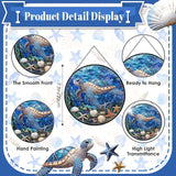 Sea Turtle Suncatcher Decor - Sea Turtles Gifts for Women - Turtles Stained Glass Window Hanging for Turtle Lovers - Blue Sea Glass Wall Art Home Decor Outdoor Garden for Women, Moms, Beach Lovers