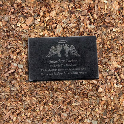PlaqueMaker Black Granite Memorial Headstone Or Garden Memorial for Lost Infant or Child - Include You Personalized Text. Can be Used as a Sympathy Gift, Garden Stone or Grave Maker (10 x 6 x 2)