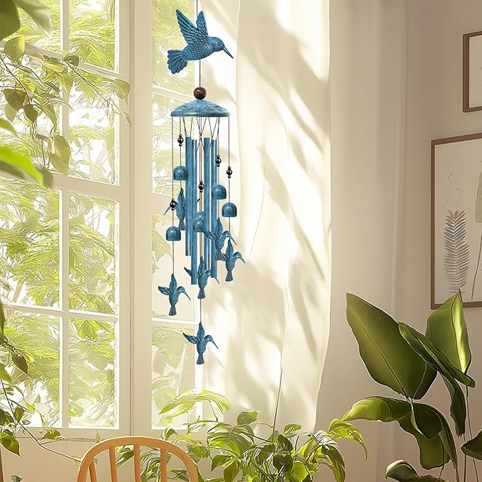 Windchimes Outdoors, 40" Hummingbird Wind Chimes for Outside, Home Yard Patio Decor Memorial Wind Chime Gifts for Mom Grandma, Hummingbird Gifts for Women