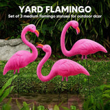JOYIN 3 Pack Large Pink Flamingo Yard Decorations, Medium Plastic Lawn Flamingo Ornament Stakes with Rubber Coating Metal Legs for Yard, Garden, Luau Party Gift (11in x 20in)