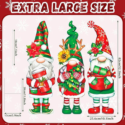 Umigy 3 Pcs Christmas Yard Sign Outdoor Gnome Signs With Stakes 32 x 10'' Santa Decorations Xmas Pathway Walkway Decor Eve Party Favors for Lawn Garden Patio
