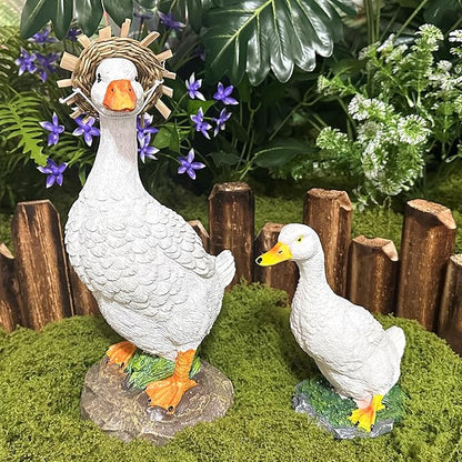 Teaeeno Farm Duck Statues,Real Duck Figurine,Funny Duck Fence Decoration,Outdoor Decor Yard Lawn,Indoor/Outdoor Resin Animal Statue for Home Garden Stairs, Farm, Patio, Backyard