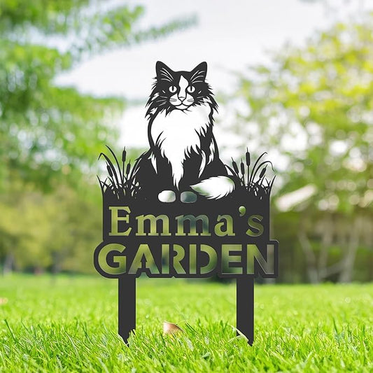 Personalized Cute Cat Kitten Metal Garden Sign,Custom Yard Sign With Stake,Outdoor Garden Décor,Pet Cat Lawn Garden Decorated Statue,Cat Sympathy Yard Metal Sign,Cat Lover Gifts Kailyard Plaque.