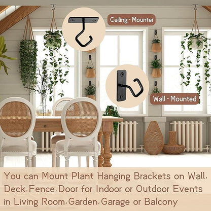 AJART Ceiling Hooks for Hanging Plants - Iron Plant Hanger for Wall Mount - 2 Pack/2.5 Inch Ceiling Hook for Indoor Use
