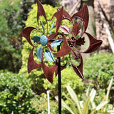 360 Degrees Metal Swivel Classical Two-Color Windmill Large Wind Spinner for Patio Lawn Outdoor Yard Lawn Garden 70x20 Inches