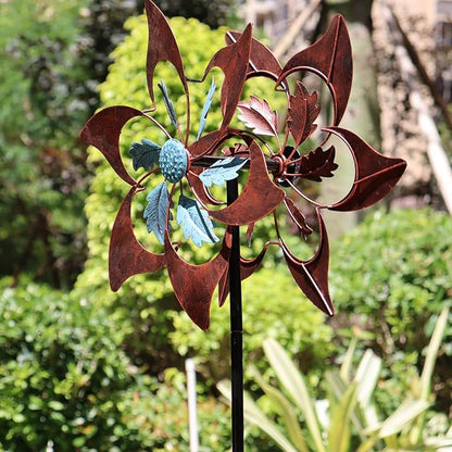 360 Degrees Metal Swivel Classical Two-Color Windmill Large Wind Spinner for Patio Lawn Outdoor Yard Lawn Garden 70x20 Inches