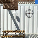 14 Inch Outdoor Clock for Patio, Large Poolside Wall Clock, Vintage European Industrial Skeleton Metal Clock, Silent Non-Ticking Battery Operated Outdoor Clock for Garden, Backyard, Porch or Fence