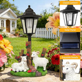 Solar Sheep Garden Outdoor Decor, Farmhouse Sheep Statue with LED Lantern, Decorative Lawn Lights Waterproof Resin Animal Figurine for Yard Patio Pathway Landscape Gift for Mother's Day