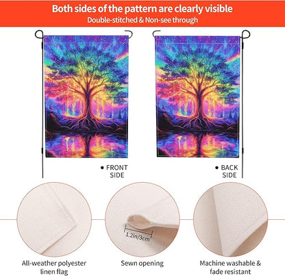 Life Tree Garden Flag Seasonal Double Sided 12 x 18 Inch Small Yard Flag for Indoor Outdoor Decor Holiday All Seasons
