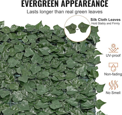 VEVOR Artificial Ivy Privacy Fence Screen, 96 x 72 in Faux Ivy Vine Leaf Hedges Fence, Greenery Privacy Fence with Mesh Cloth Backing, Green Wall Decoration for Outdoor Garden, Yard, Balcony