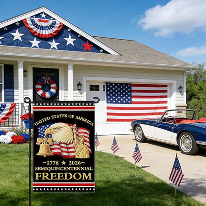 250th Anniversary America Garden Flag, 250 Anniversary USA Flag Patriotic Banner 250 Years of Freedom Yard Sign 4th of July Double-Sided Waterproof 1776-2026 Commemorative Flag 12x18 Inch