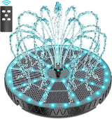 Yzert Remote Solar Fountain Adjust Spray Height with Fantastic Colorful Lights, 2026 6W Solar Bird Bath with 4000 mAh Battery, Solar Water Fountain Pump for Outdoor, Garden Decor, Pond, Pool (54LEDs)