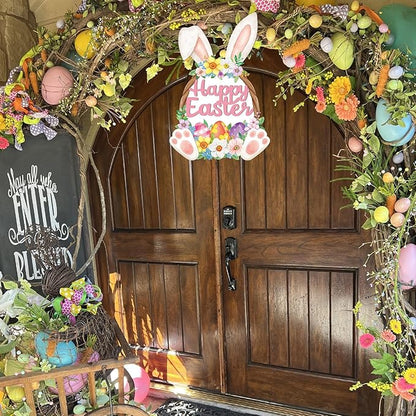 Easter Decorations Rabbit Garden Banner Double-Sided Printed Flag Bunny Yard Flags Bunting Outdoor House Yard Spring Seasonal Decoration Flower Egg