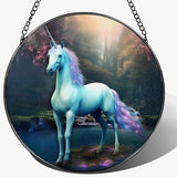 8″ Stained Glass Window Hanging Ornament, Unicorn Stained Glass Suncatcher Ornament, Sun-Catcher Window Decor | Christmas & Birthday Gifts, Festival Gift | Gifts for Women & Her